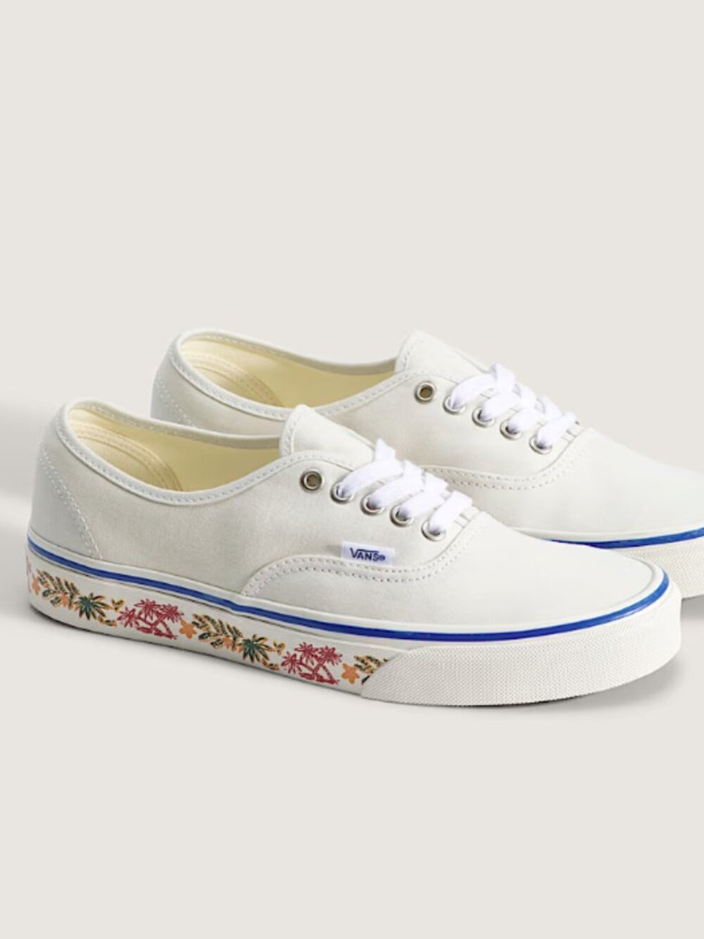 Brand New In Box Vans Authentic Sidewall Print Marshmallow White Size 8
